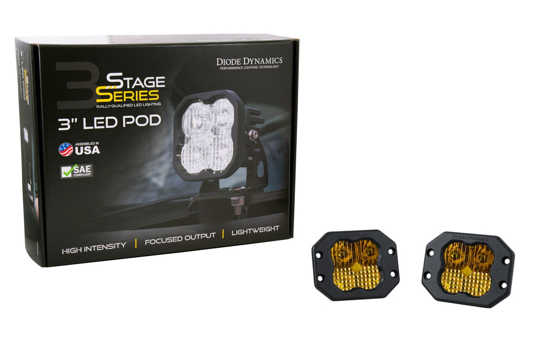 SS3 SAE Yellow Sport Flush Mount LED Pod (pair)