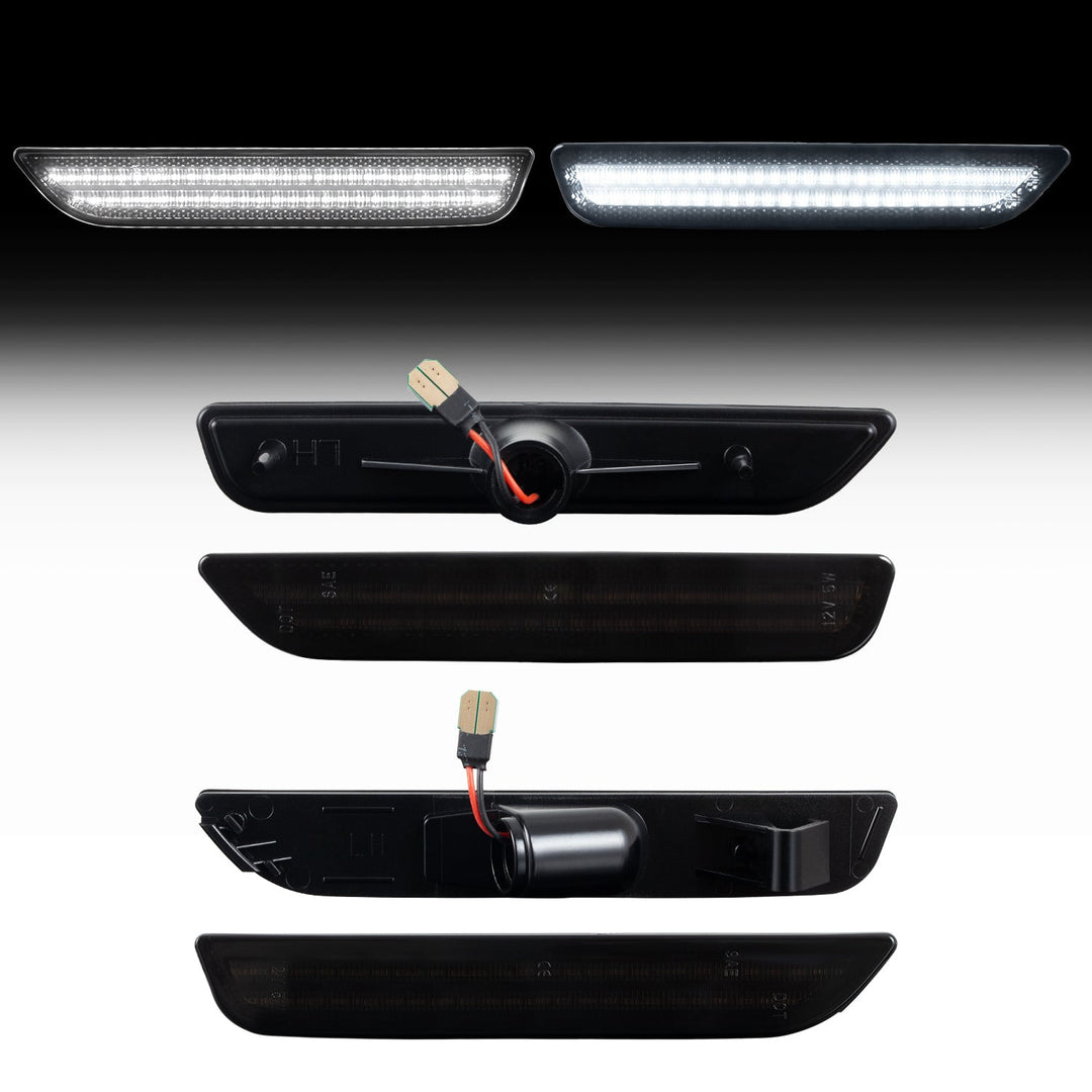2010-2014 Ford Mustang Smoke Lens White Dynamic Animation LED Side Markers
