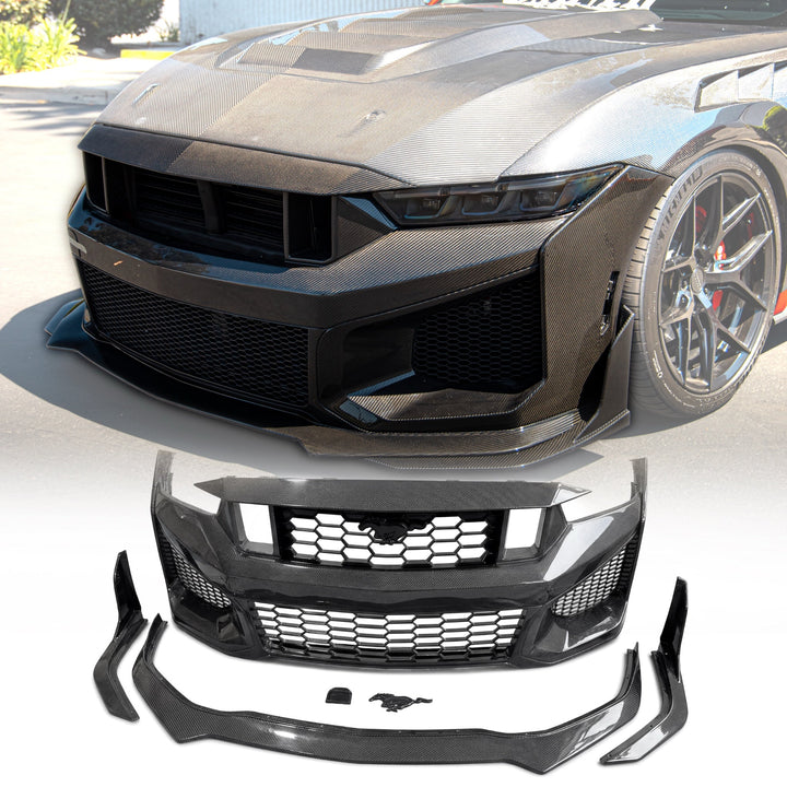 2024–2026 Mustang S650 Heritage SC™ V-Shaped Dry Gloss Carbon Fiber Bumper Kit Track Package