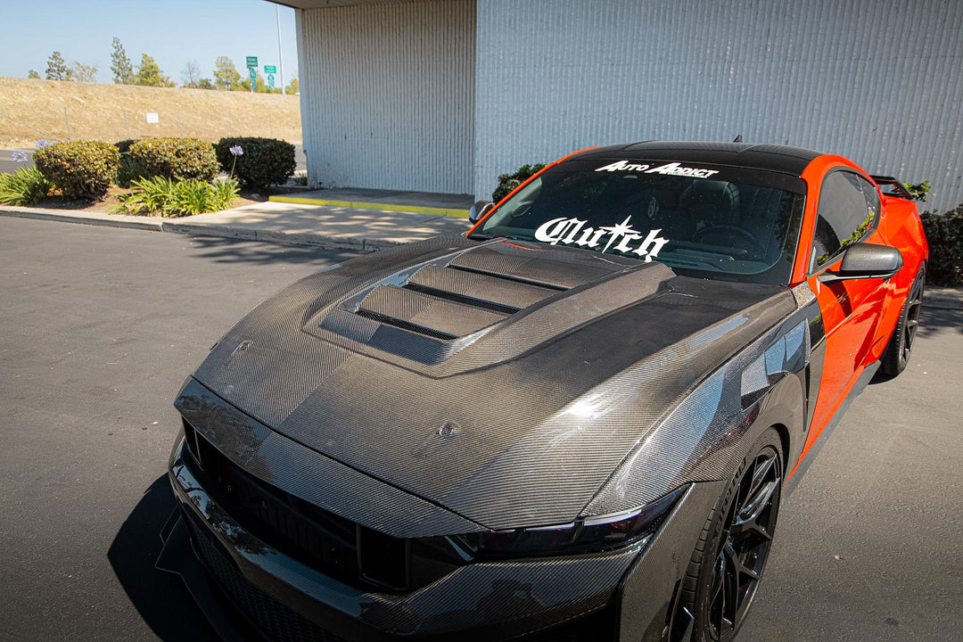 2024–2026 Mustang S650 Heritage SC™ V-Shaped Dry Gloss Carbon Fiber Hood Track Package