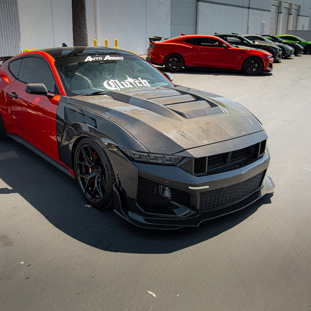 2024–2026 Mustang S650 Heritage SC™ V-Shaped Dry Gloss Carbon Fiber Hood Track Package