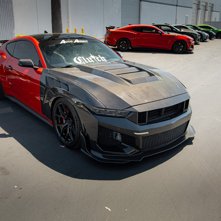 2024–2026 Mustang S650 Heritage SC™ V-Shaped Dry Gloss Carbon Fiber Hood Track Package