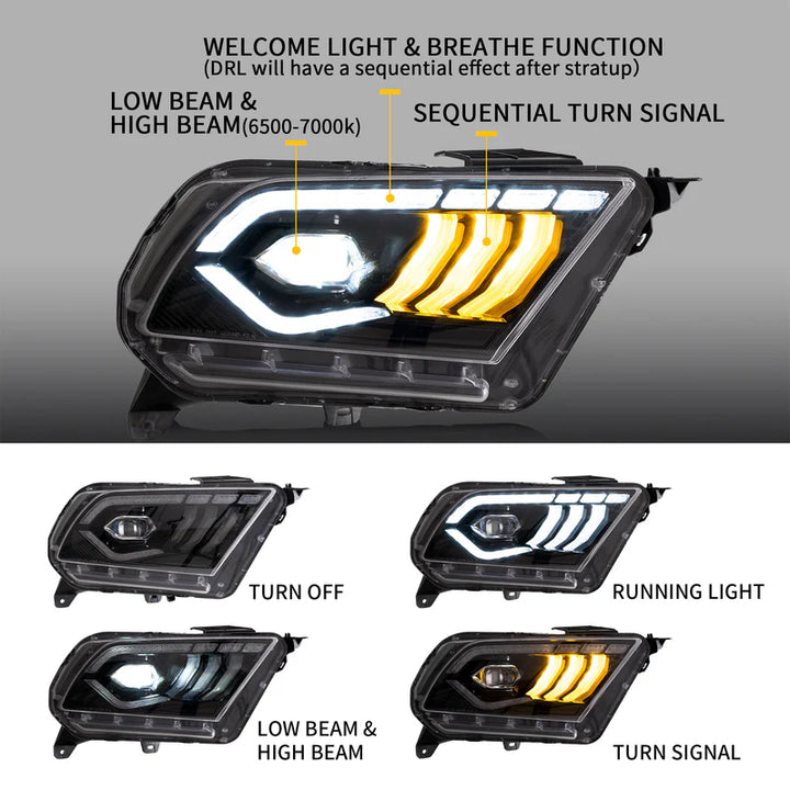 2010-14 Ford Mustang LED Projector Headlights