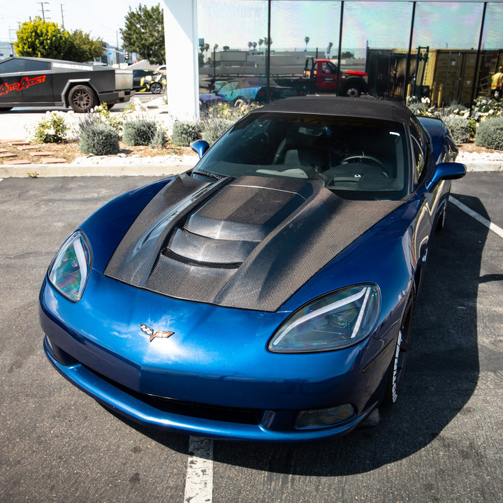 2005-2013 Corvette C6 Carbon Fiber ZR1-Style Double-Sided Vented Hood