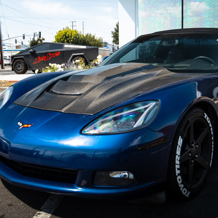 2005-2013 Corvette C6 Carbon Fiber ZR1-Style Double-Sided Vented Hood