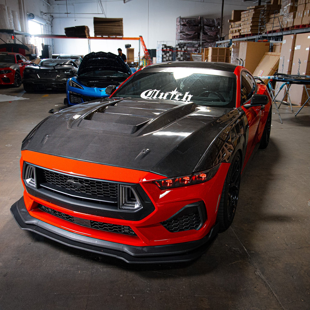 2024–2026 Mustang S650 Heritage SC™ V-Shaped Dry Gloss Carbon Fiber Hood Track Package