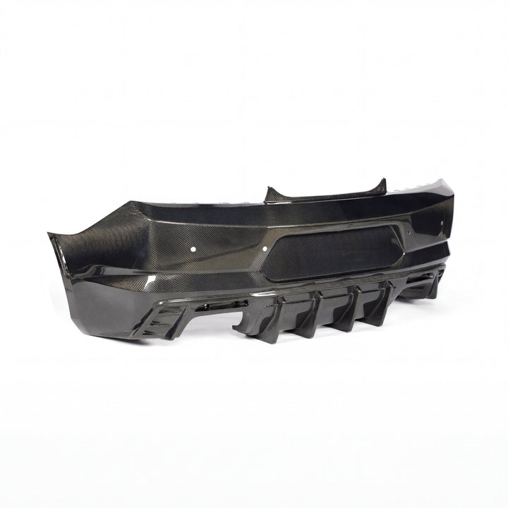 2016-2018 Camaro RS/SS/ZL1 Gloss Double Sided Carbon Fiber Rear Bumper w/Rear Diffuser Quad Tips 1pc