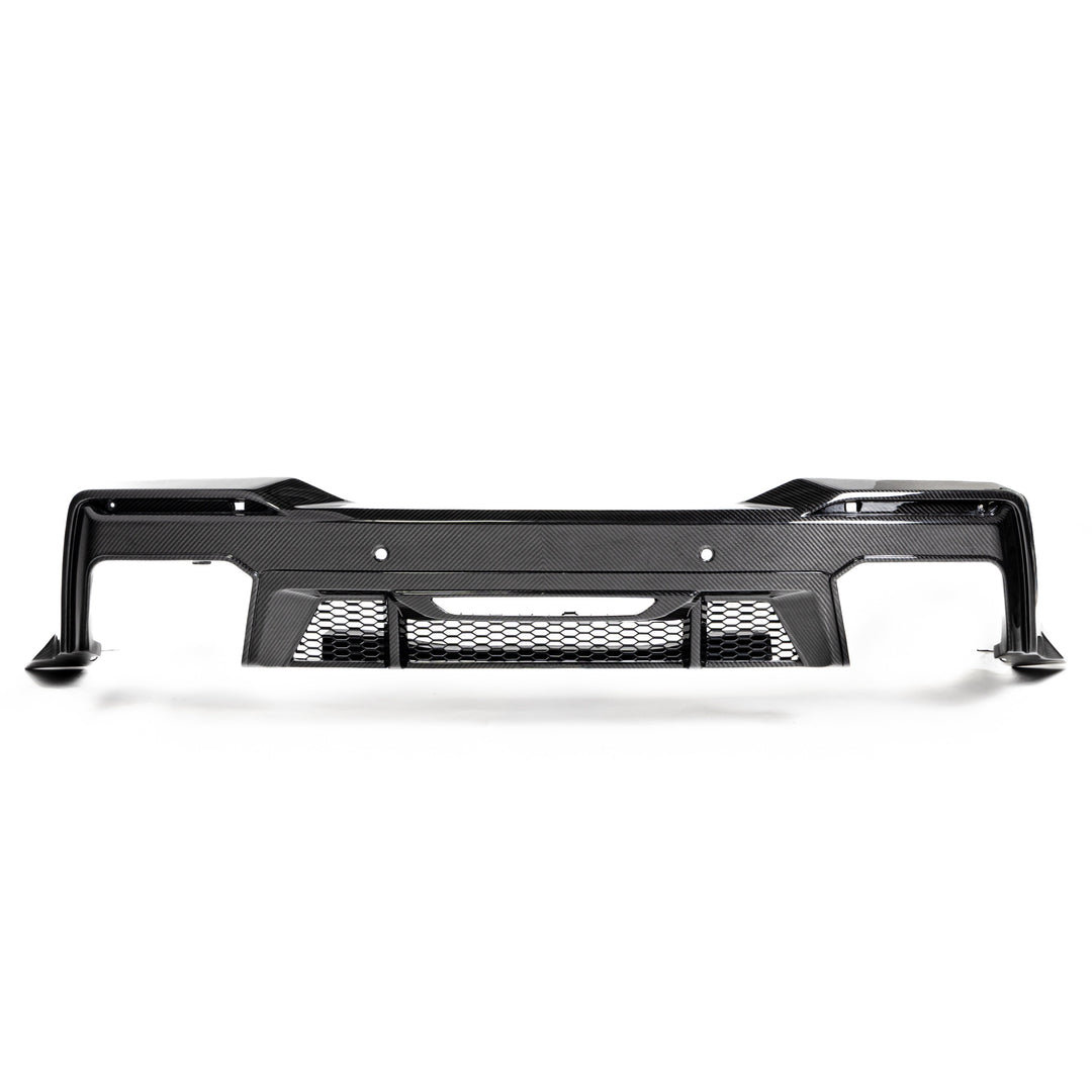 2024–2026 Mustang S650 Heritage SC™ V-Shaped Dry Gloss Carbon Fiber Rear Diffuser Rectangular-Exit Quad Tips