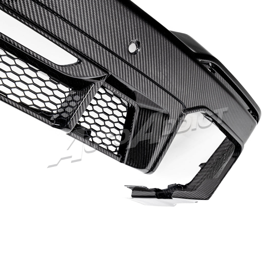2024–2026 Mustang S650 Heritage SC™ V-Shaped Dry Gloss Carbon Fiber Rear Diffuser Rectangular-Exit Quad Tips