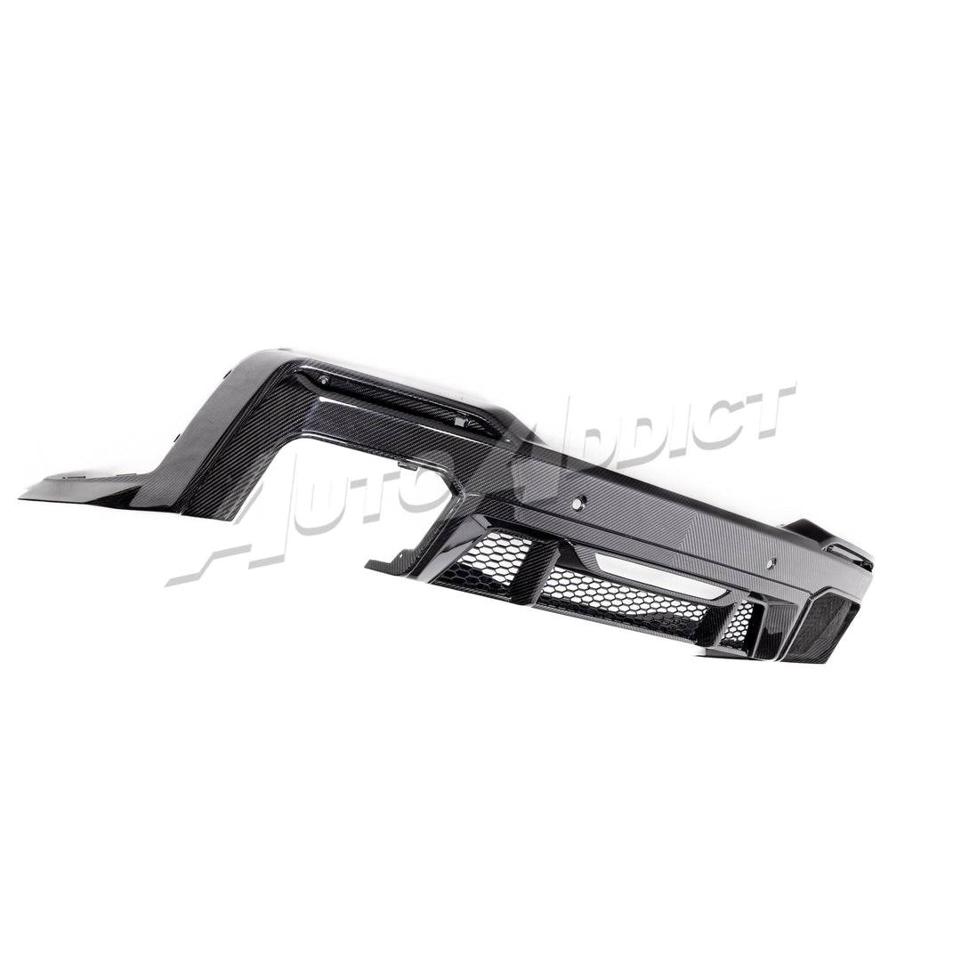 2024–2026 Mustang S650 Heritage SC™ V-Shaped Dry Gloss Carbon Fiber Rear Diffuser Rectangular-Exit Quad Tips
