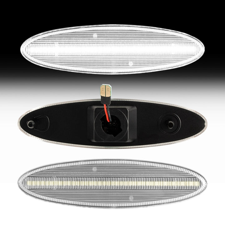 1997-2004 Corvette C5 Rear Bumper Clear Lens White Dynamic Animation LED Side Markers