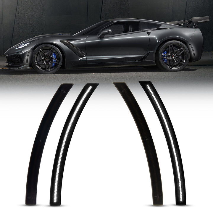 2014–2019 Chevrolet Corvette C7 Smoked White LED Side Markers Set