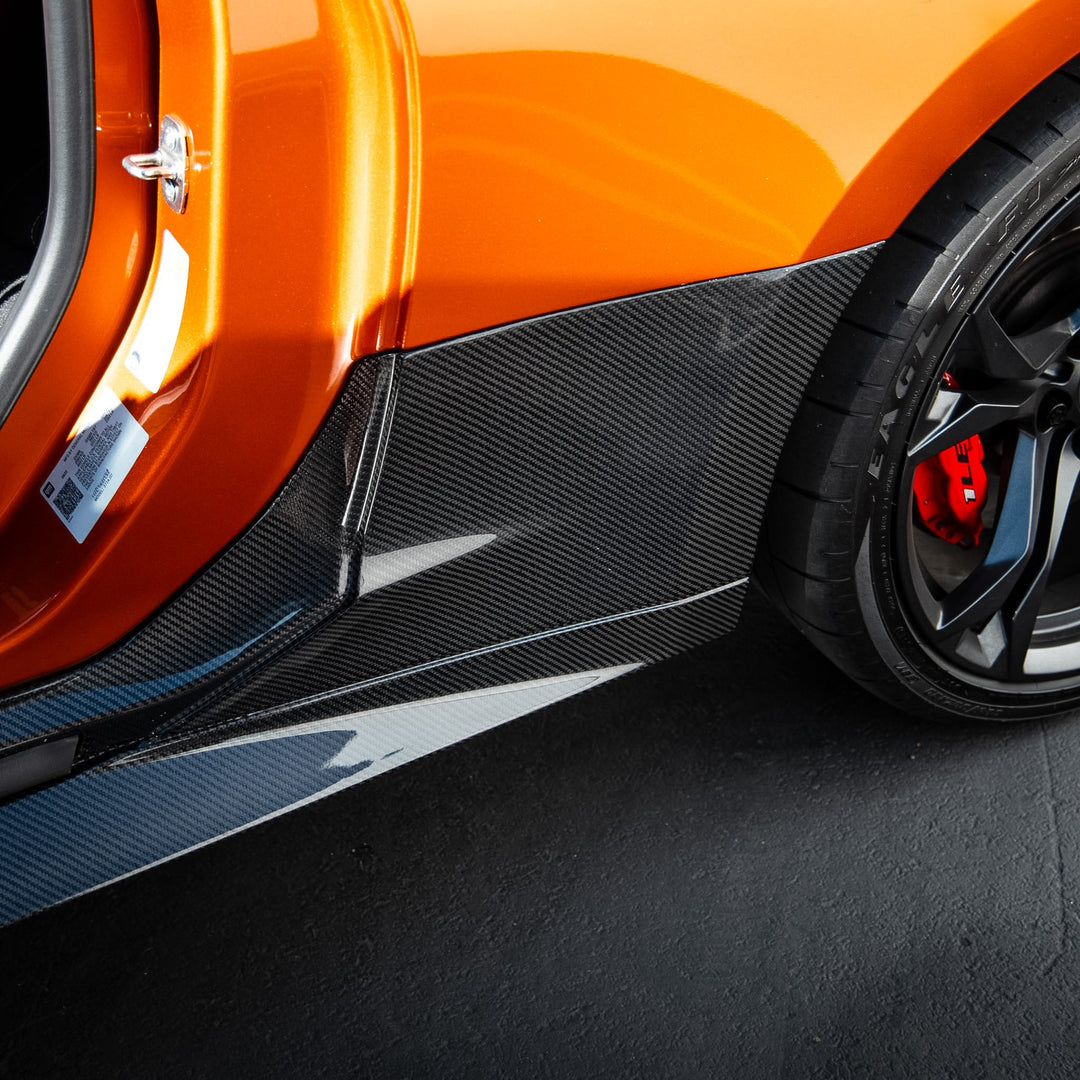 2016-2025 Chevy Camaro SS/RS ZL1 Style Side Skirt Rocker 1pc Gloss Carbon Fiber (PAIR)