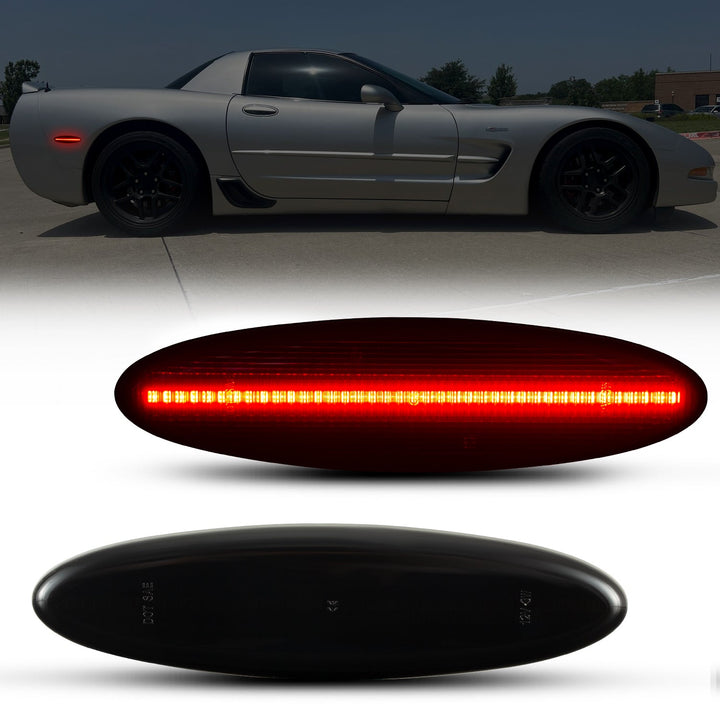 1997-2004 Corvette C5 Rear Bumper Smoke Lens Red LED Side Markers