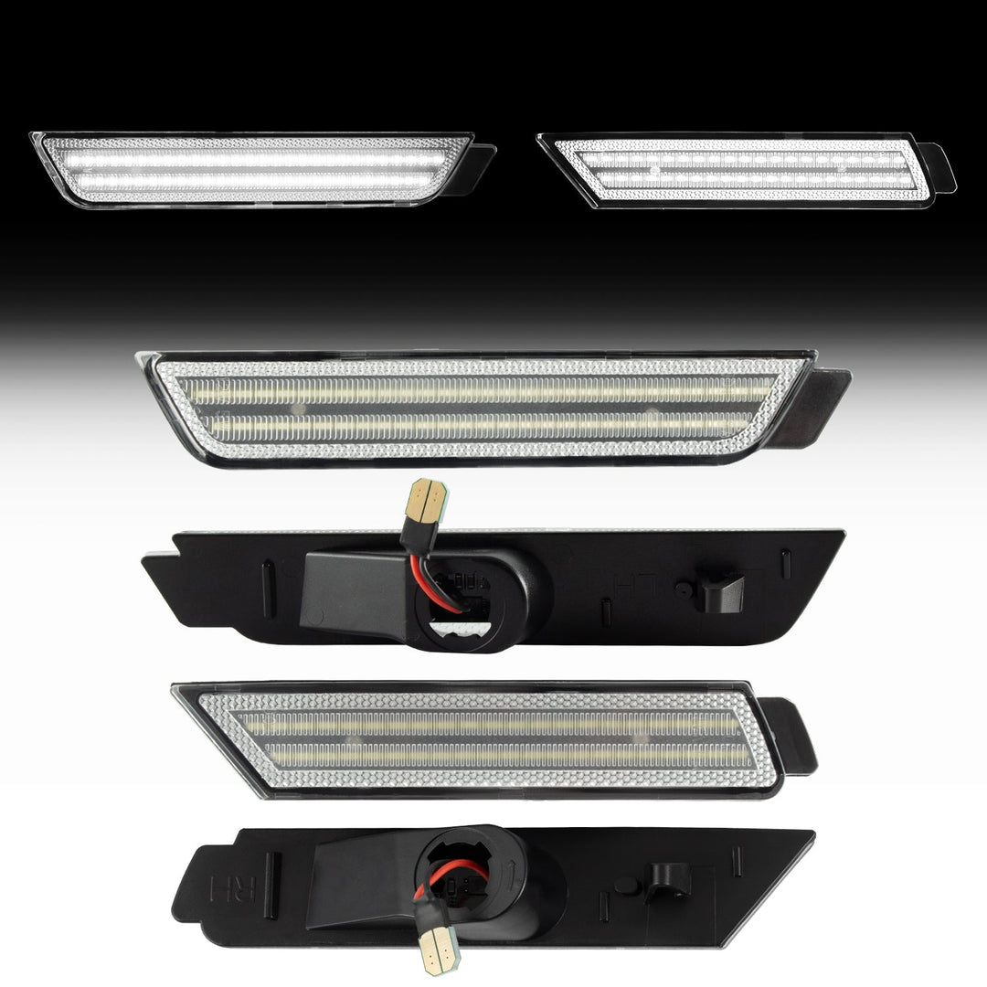 2010-2015 Camaro Clear Lens White Dynamic Animation LED Side Markers Set