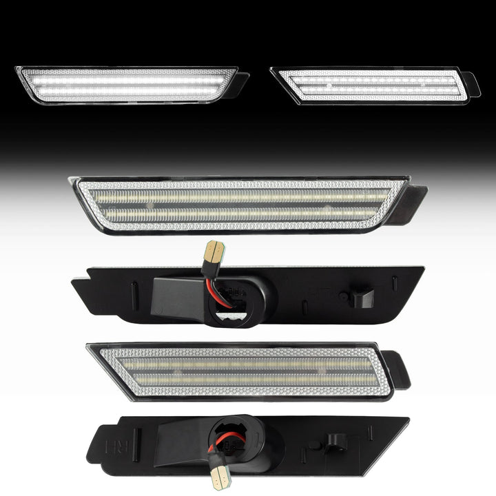2010-2015 Camaro Clear Lens White Dynamic Animation LED Side Markers Set