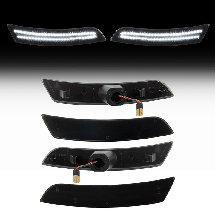 2016-2025 Camaro Smoke Lens White Dynamic Animation LED Side Markers Set