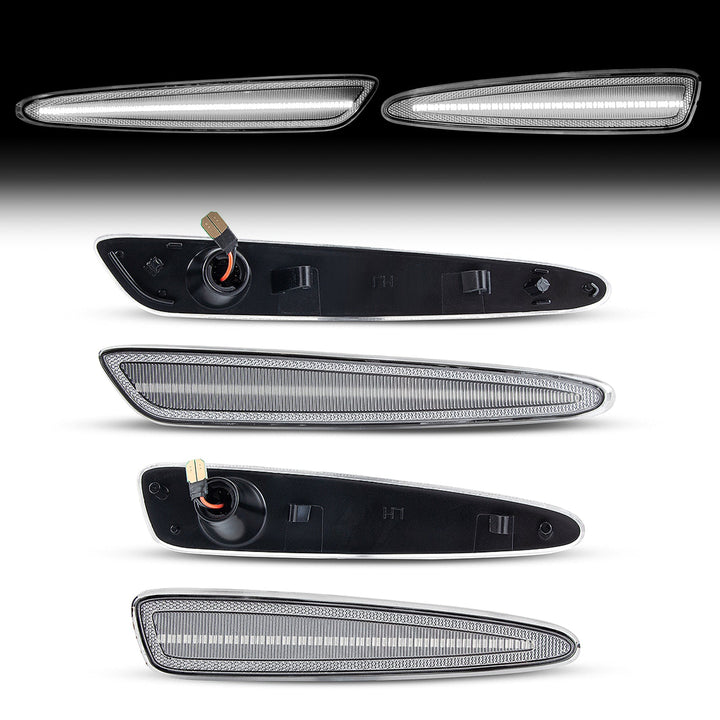 2005-2013 Corvette C6 Clear Lens White Dynamic Animation LED Side Markers Set