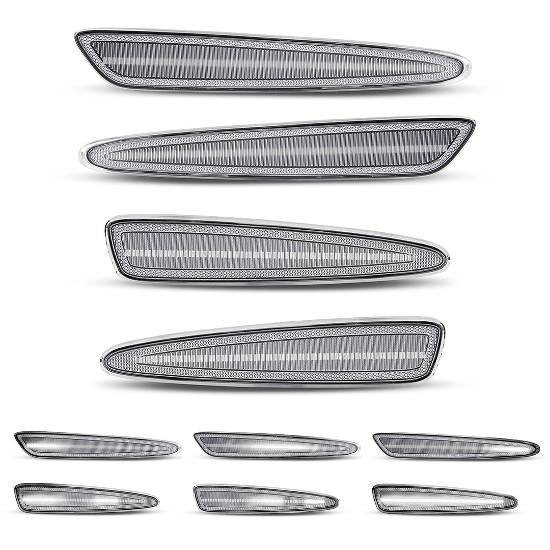 2005-2013 Corvette C6 Clear Lens White Dynamic Animation LED Side Markers Set