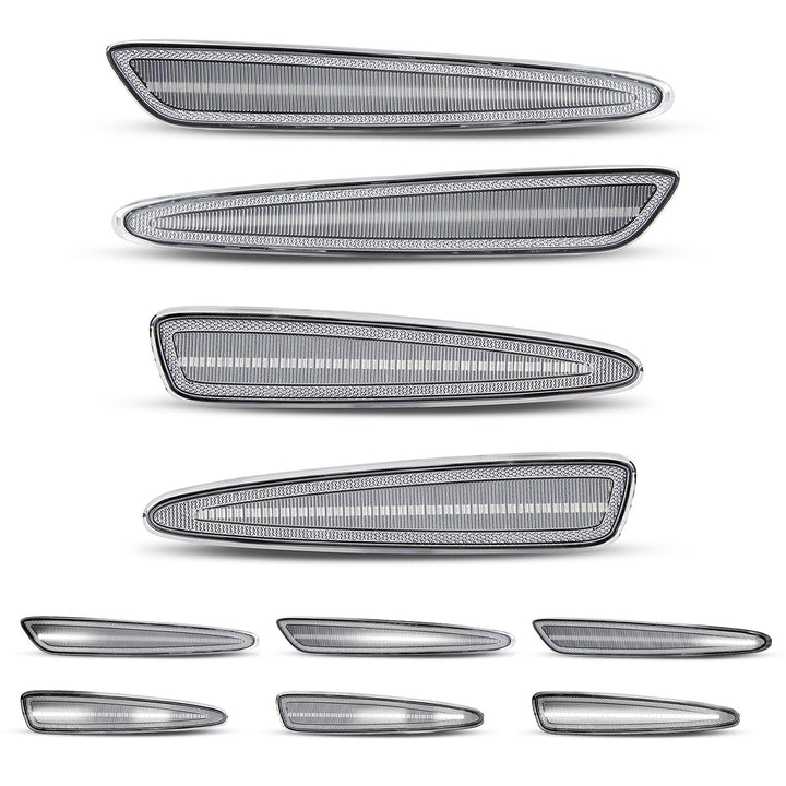 2005-2013 Corvette C6 Clear Lens White Dynamic Animation LED Side Markers Set