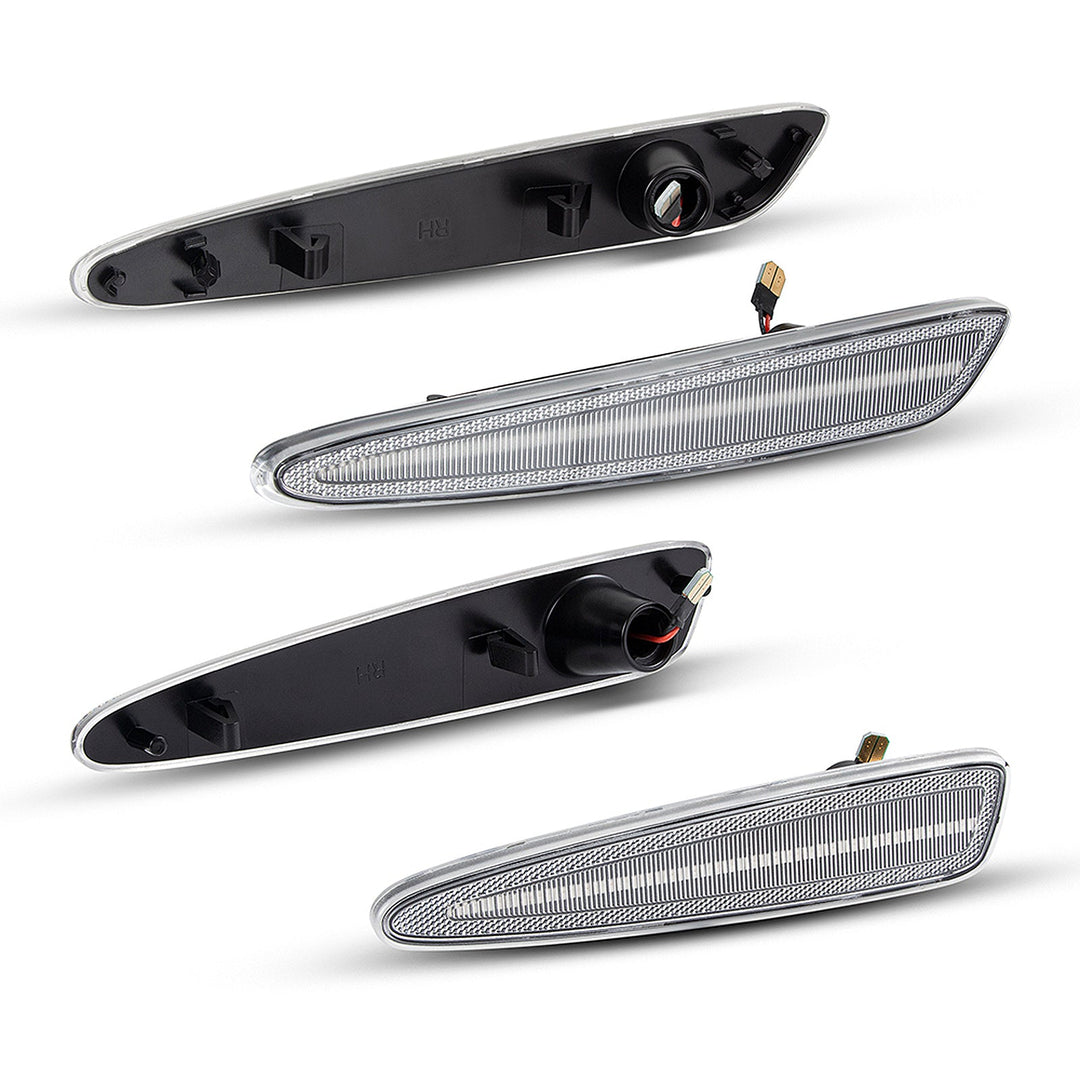 2005-2013 Corvette C6 Clear Lens White Dynamic Animation LED Side Markers Set