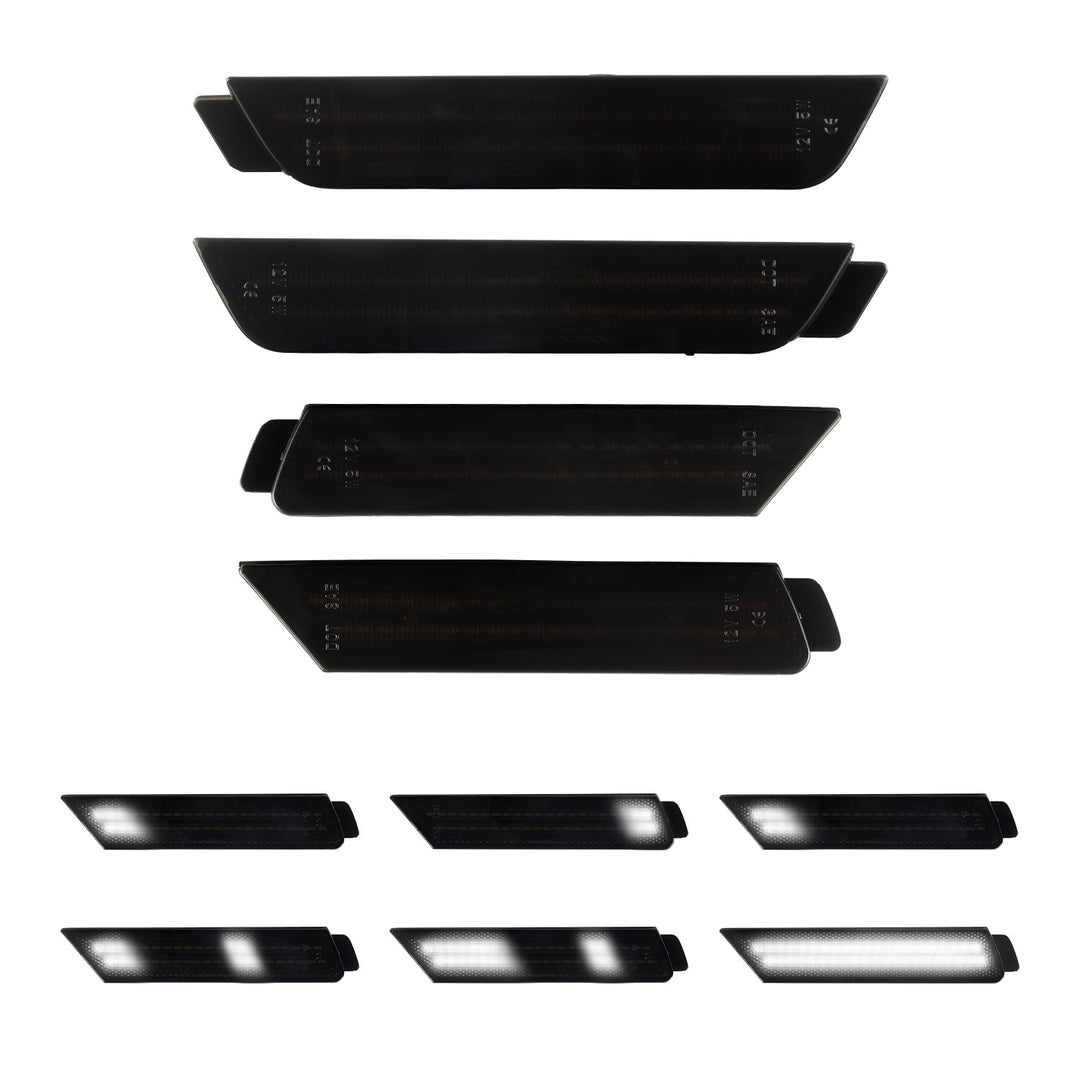 2010-2015 Camaro Smoke Lens White Dynamic Animation LED Side Markers Set