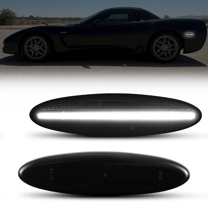 1997-2004 Corvette C5 Rear Bumper Smoke Lens White LED Side Markers
