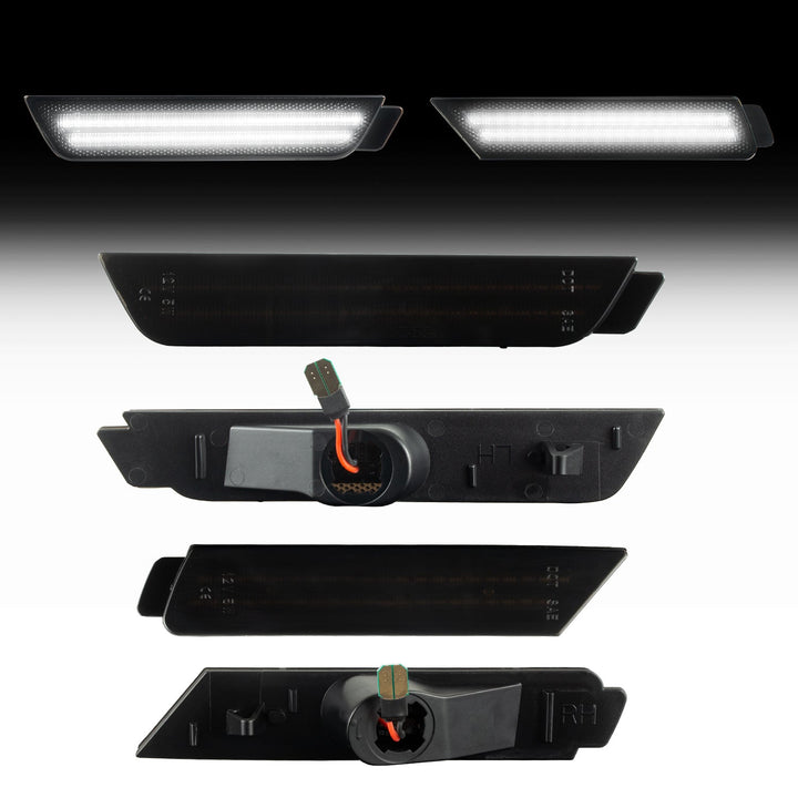 2010-2015 Camaro Smoke Lens White Dynamic Animation LED Side Markers Set