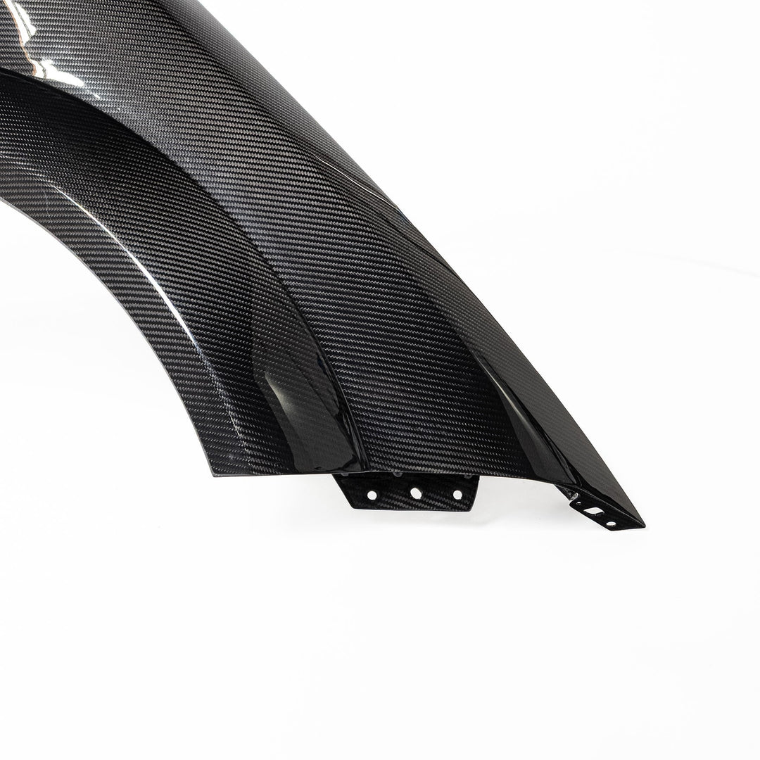 2015-2025 Dodge Charger Dry Gloss Carbon Fiber Type-Hellcat Front Fenders Widebody w/Flares 1pc