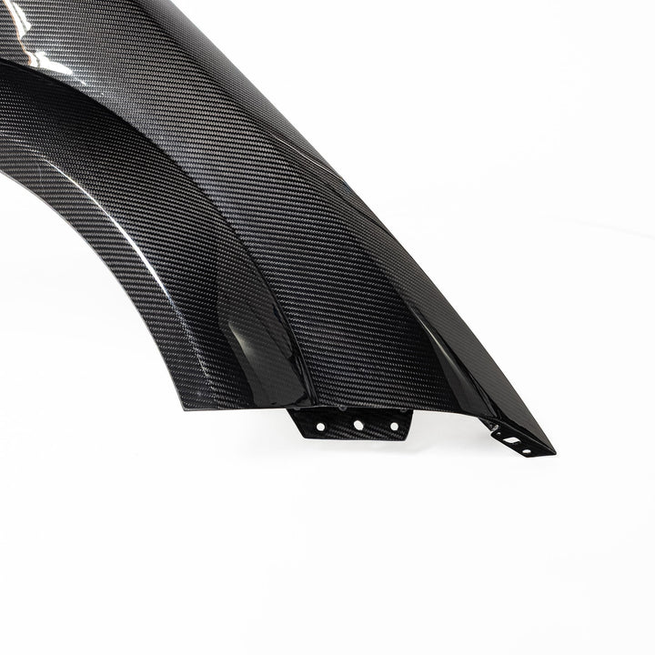 2015-2025 Dodge Charger Dry Gloss Carbon Fiber Type-Hellcat Front Fenders Widebody w/Flares 1pc
