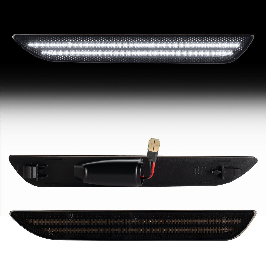 2015-2023 Mustang S550 Smoke Lens White Dynamic Animation LED Side Markers
