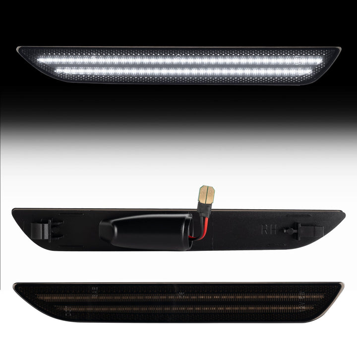 2015-2023 Mustang S550 Smoke Lens White Dynamic Animation LED Side Markers