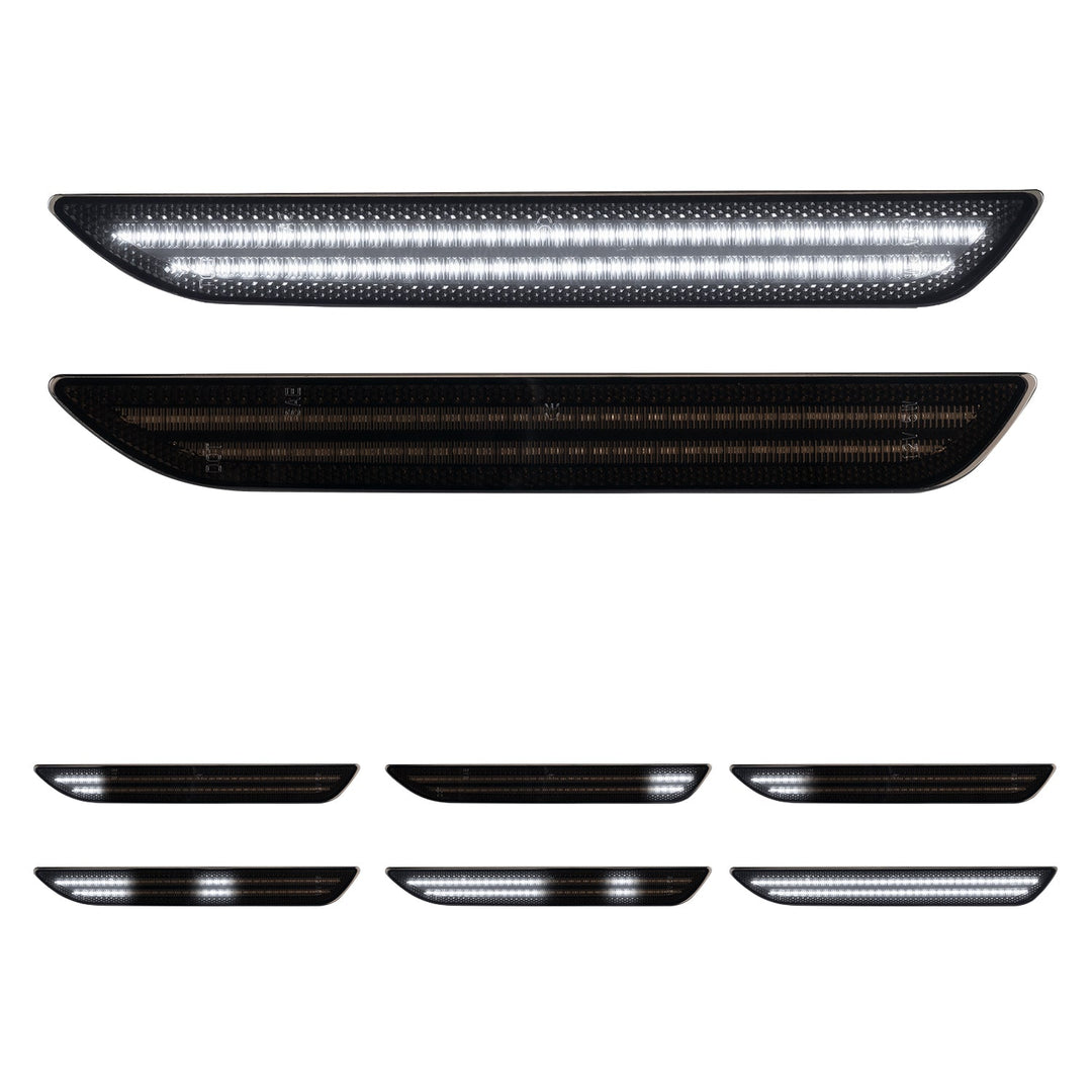 2015-2023 Mustang S550 Smoke Lens White Dynamic Animation LED Side Markers