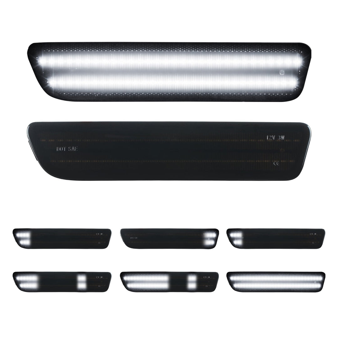 2005-2009 Ford Mustang Smoke Lens White Dynamic Animation LED Side Markers