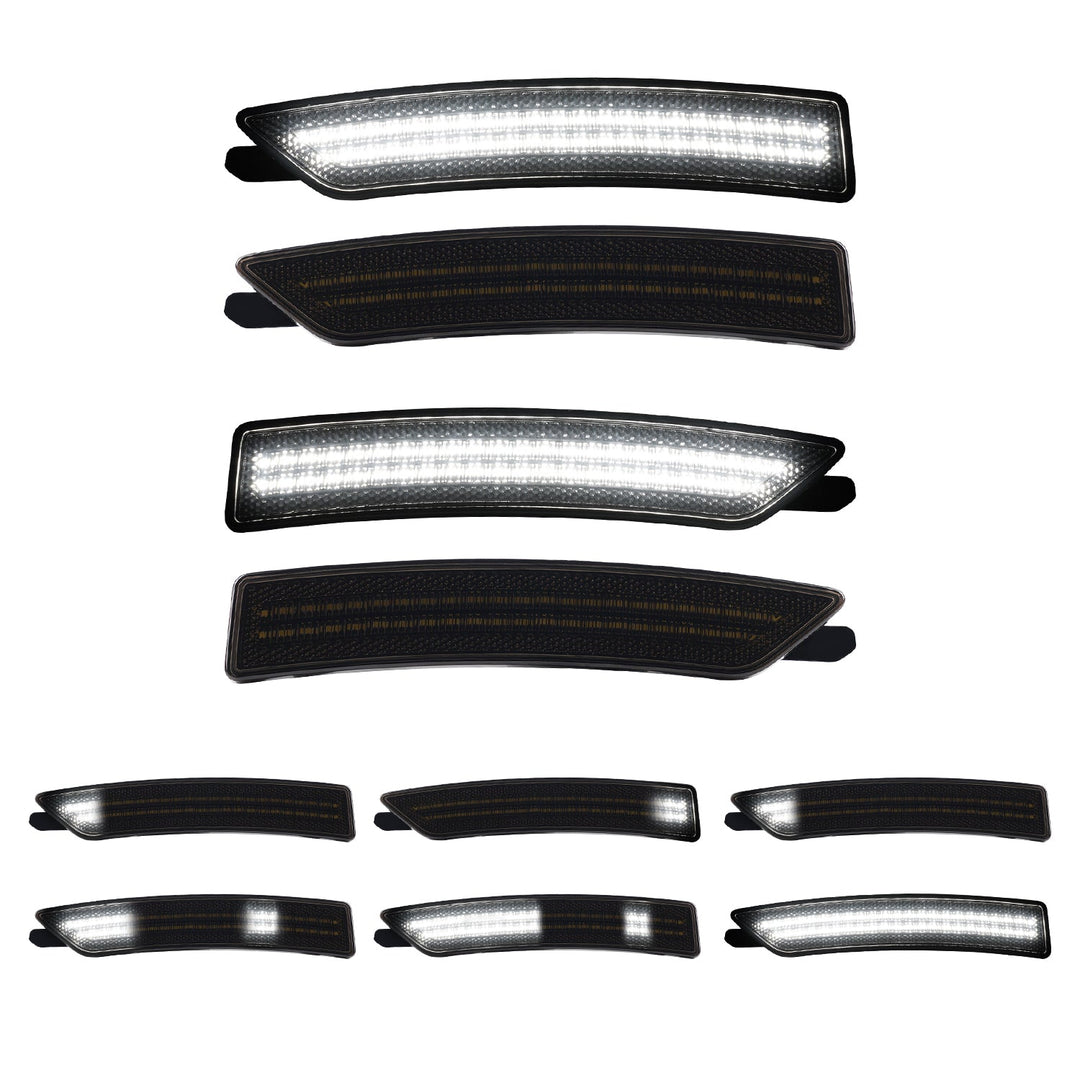 2024-2026 Ford Mustang S650 Smoke Lens White Dynamic Animation LED Side Markers