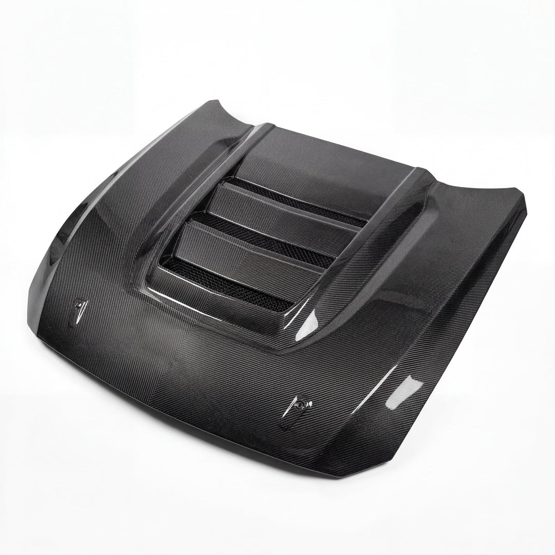 2024–2026 Mustang S650 Heritage SC™ V-Shaped Dry Gloss Carbon Fiber Hood Track Package