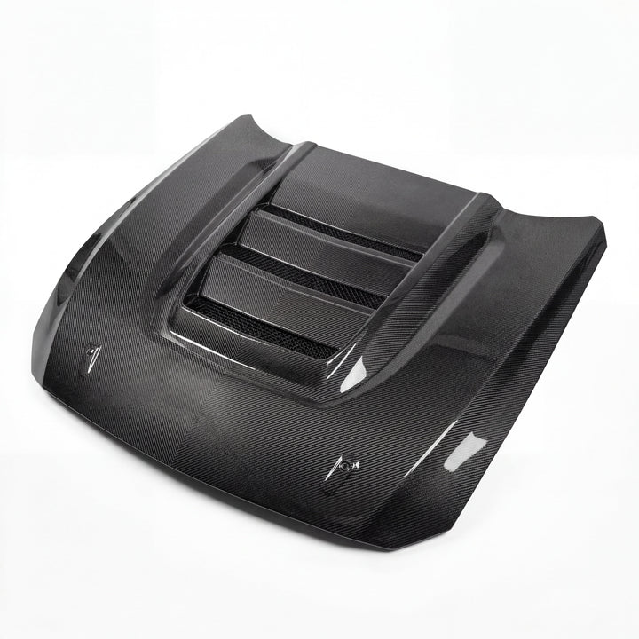 2024–2026 Mustang S650 Heritage SC™ V-Shaped Dry Gloss Carbon Fiber Hood Track Package