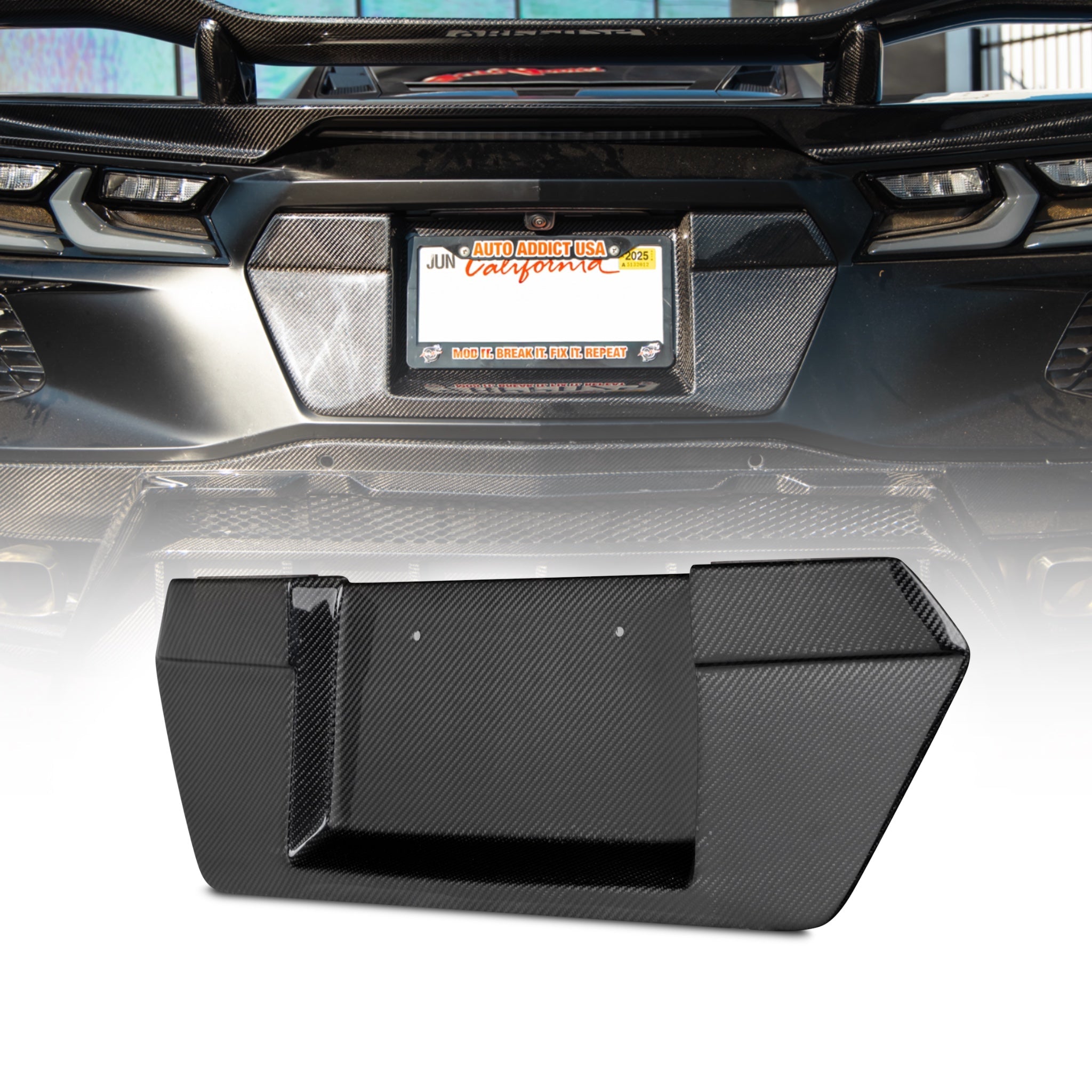 2020-2026 Corvette C8 Carbon Fiber License Plate Backing for Stingray ...