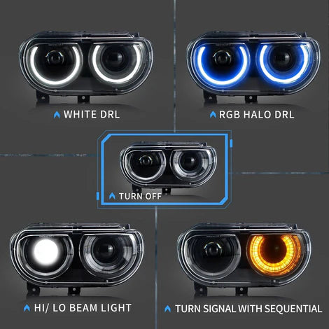 2008-14 Challenger RGB Halo Headlights