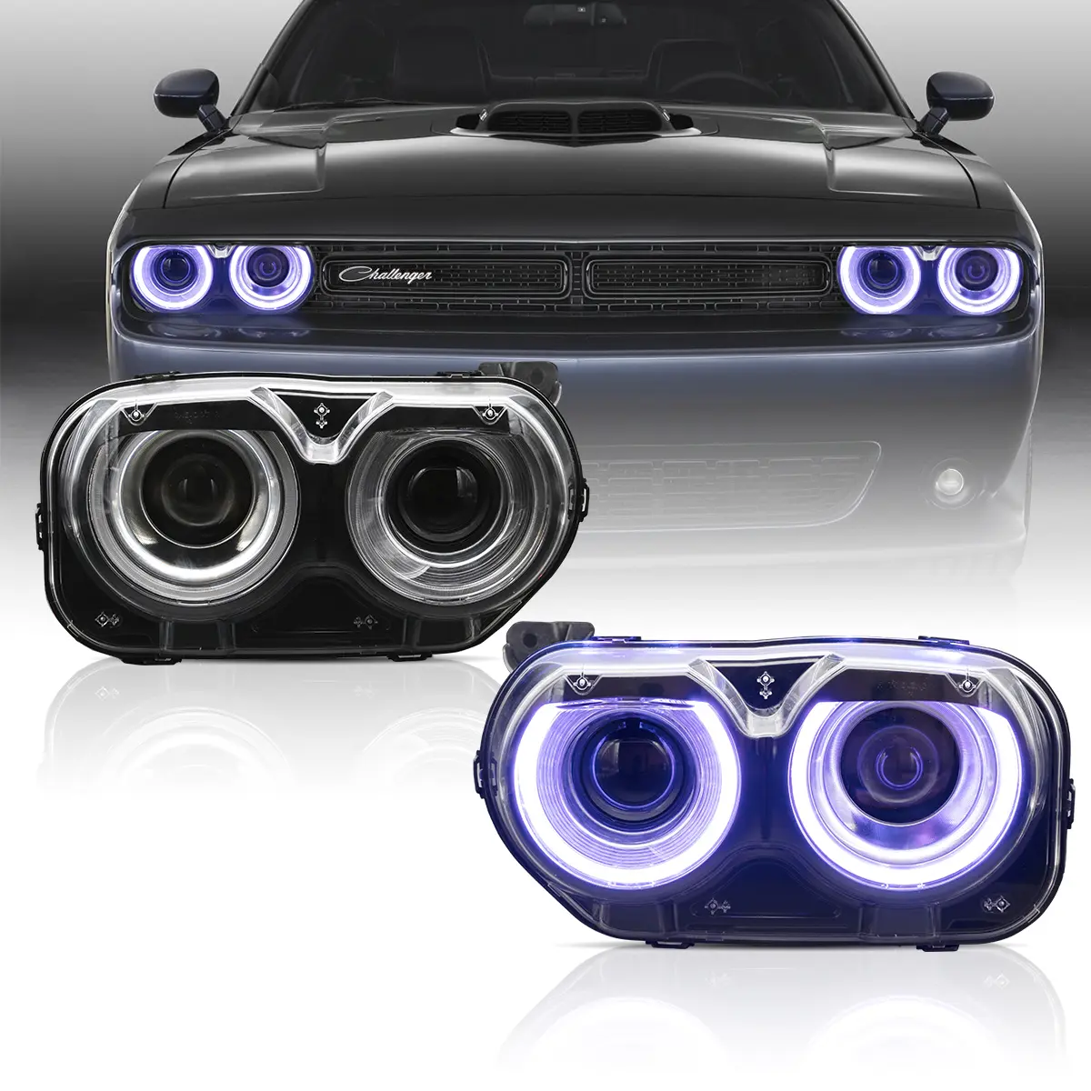 2015-2024 Dodge Challenger RGB Color Change OEM Replica Headlights ...